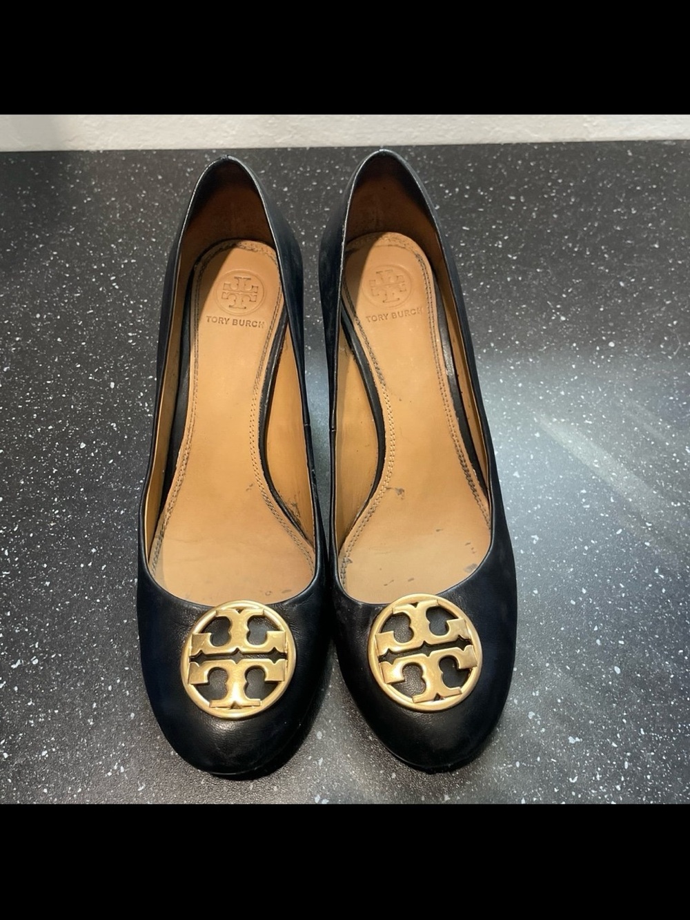 Tory Burch, Chelsea wedge pump black leather women’s size 9
